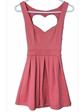 Pink Heart Dress Size 4 Sleeveless Open Back Pleated Fit And Flare Dress Up Mini